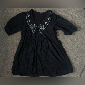 Asos Design Puff Sleeve Mid Length Black Dress